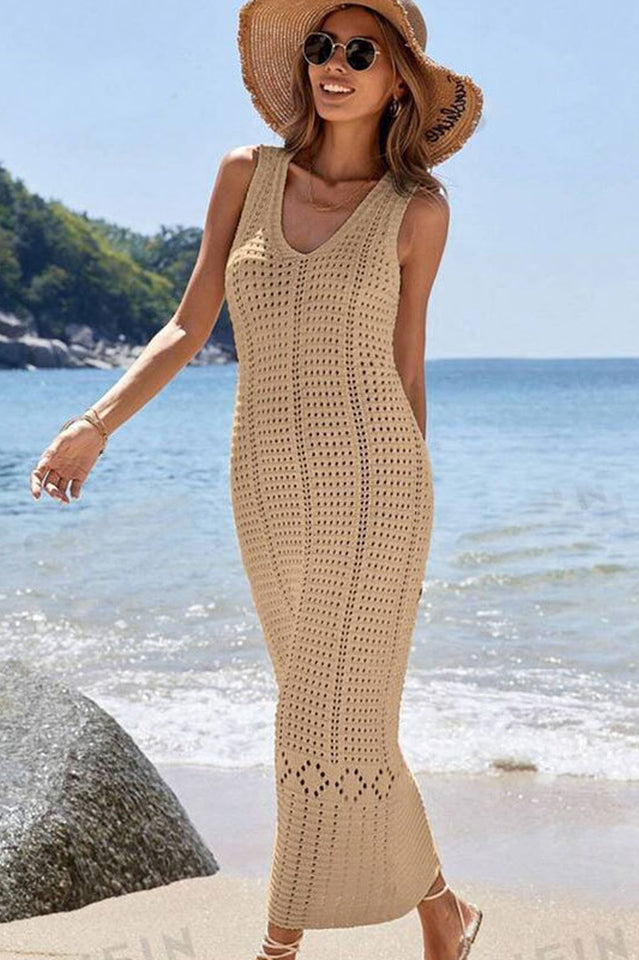 Women's Hollow Out Sleeveless Sweater Dress