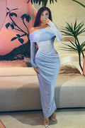 Women's Off-Shoulder Mesh Hollow-Out Bodycon Dress