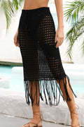 Women's Hollow Out Hip Wrap Tassel Beach Skirt