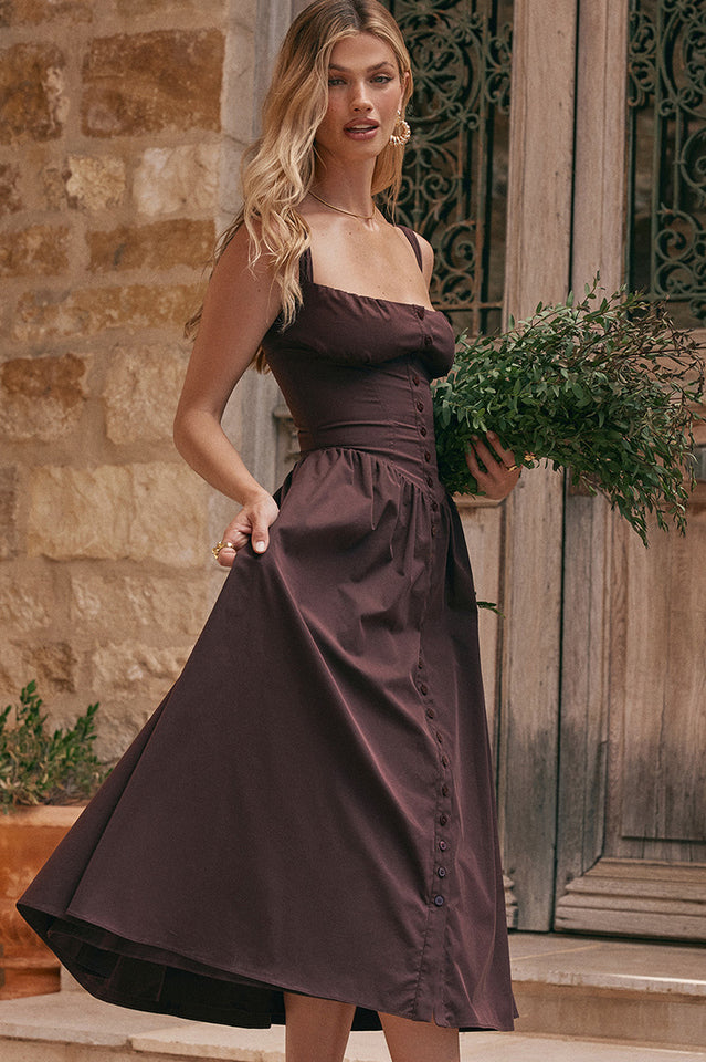 Women's Rich Brown Midi Sundress