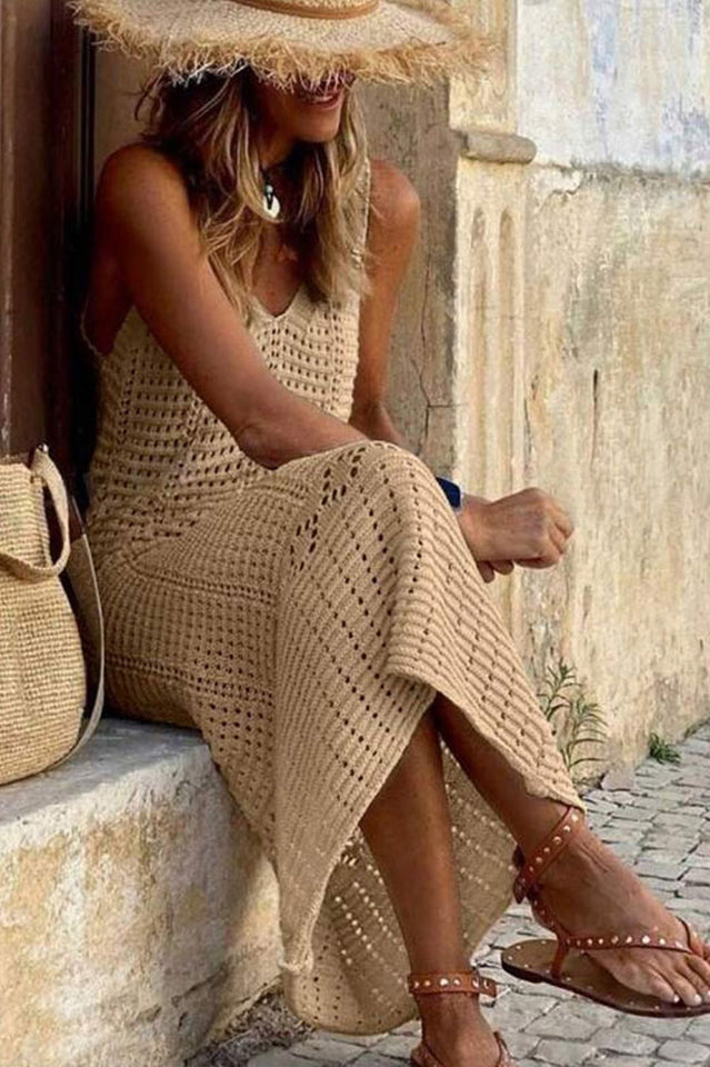 Women's Hollow Out Sleeveless Sweater Dress