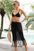 Women's Hollow Out Hip Wrap Tassel Beach Skirt