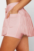 Women's High Waist Plain Mesh Skort