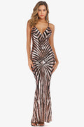 Women's Sexy Backless Sequin Cocktail Dress Black-gold