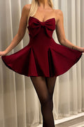 Women's Holly Strapless Skirt with Bow Detail Burgundy