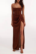 Women's Milla Off Shoulder Maxi Dress Chocolate