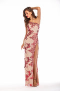 Women's Shining Sequin Highly Split Maxi Dress Red