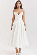 Women's Lady Black Strapless Midi Dress White
