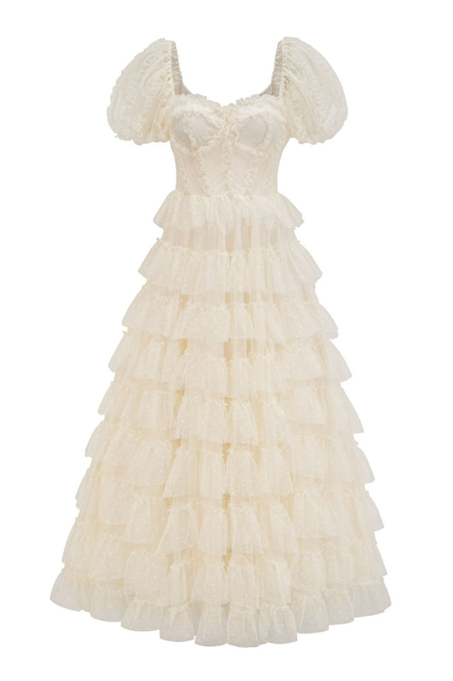 Women's Lisette Ruffle Off Shoulder Gown Ivory
