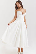 Women's Lady Black Strapless Midi Dress