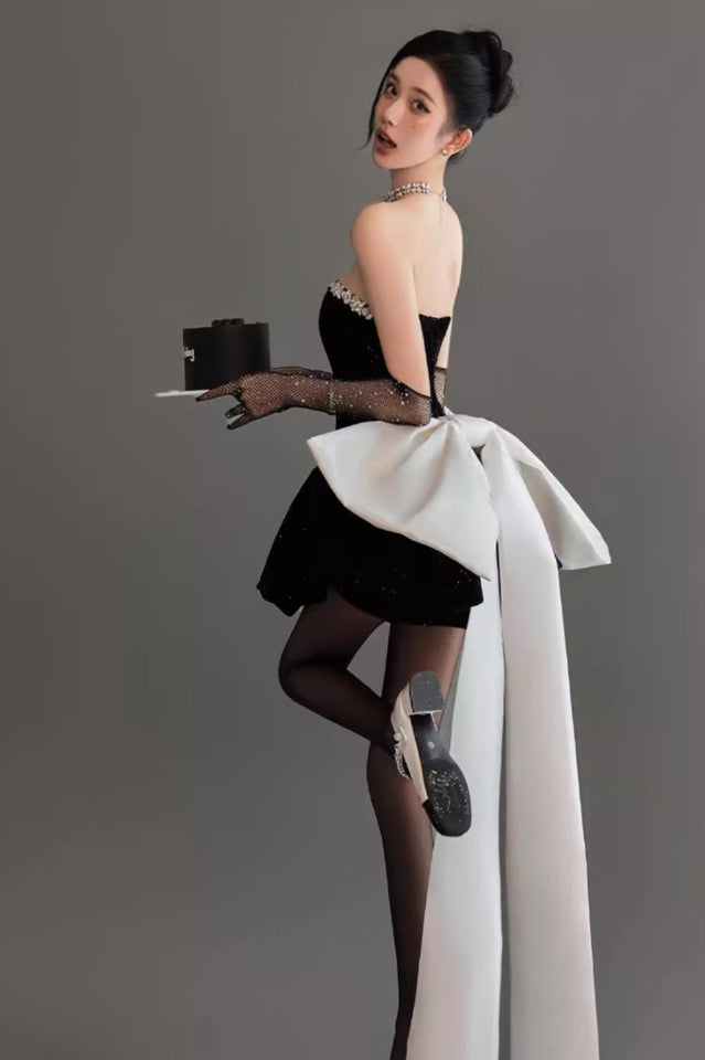 Women's Cookie Strapless Bow Mini Dress