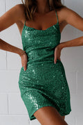 Women's Shimmy Dance Sequin Dress Green XL