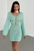 Women's Kayleigh Crochet Knit Mini Dress Mint