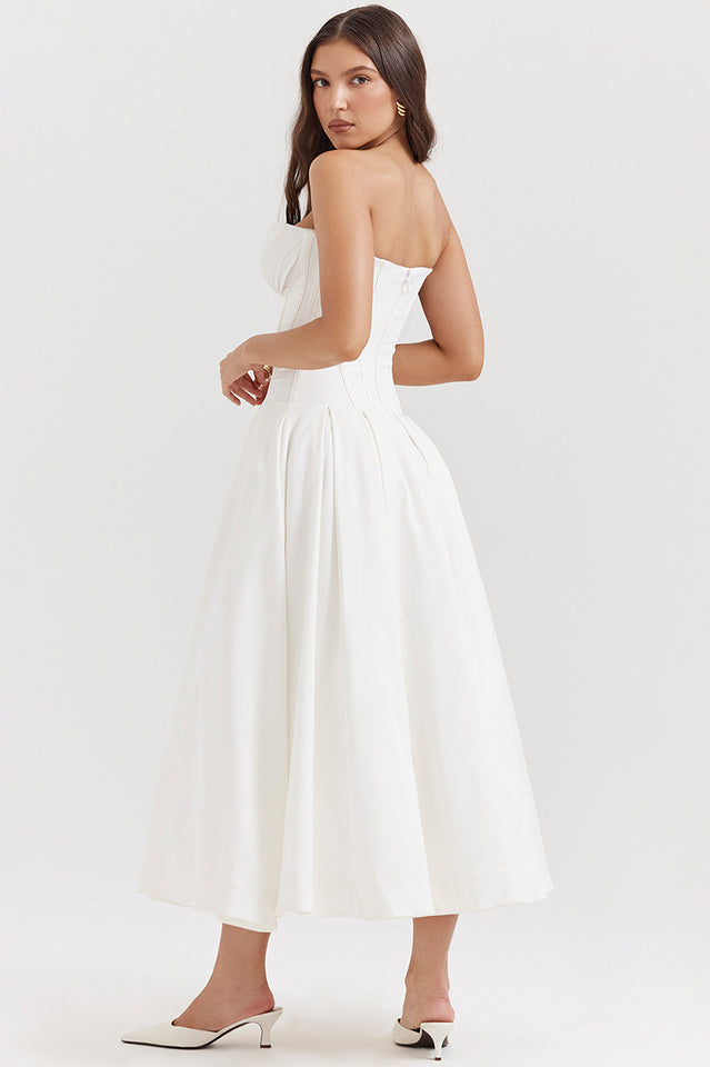Women's Lady Black Strapless Midi Dress