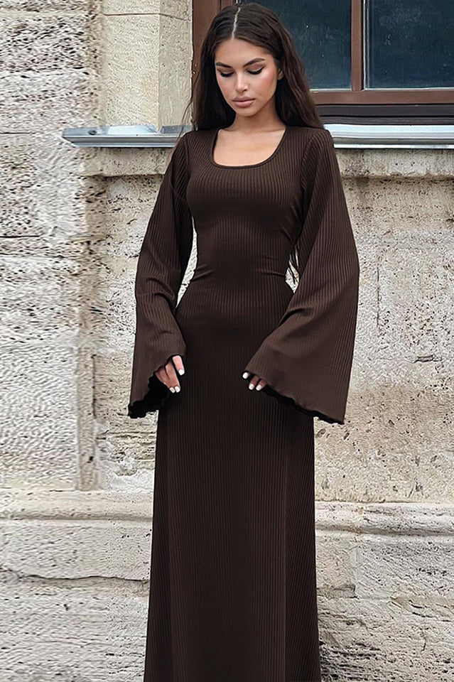 Women's Jaye Long Sleeve Maxi Dress Chocolate