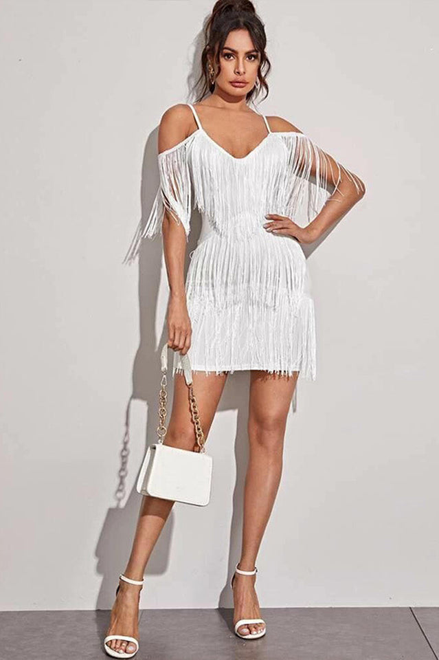 Women's Pora Mini Halter Dress with Tassels