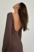 Women's Kayleigh Crochet Knit Mini Dress Coffee