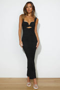 Women's Nadia Ruched Fishtail Maxi Dress Black