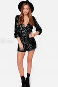 Women's Deep V Sequin Shining Romper