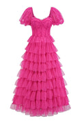 Women's Lisette Ruffle Off Shoulder Gown Fuchsia
