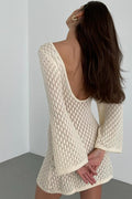 Women's Kayleigh Crochet Knit Mini Dress Beige
