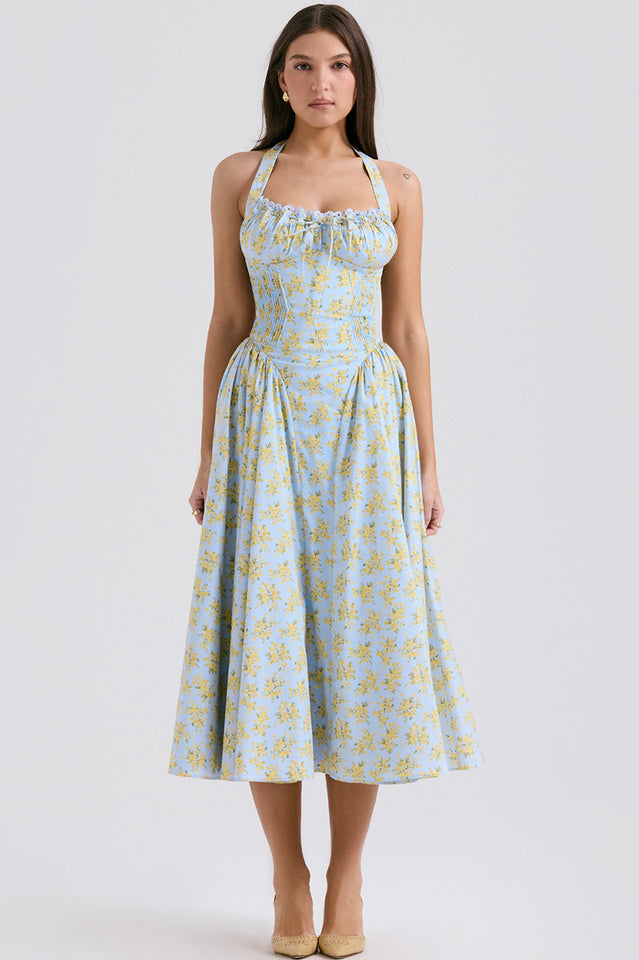 Women's Adabella Cotton Halter Midi Sundress 5#