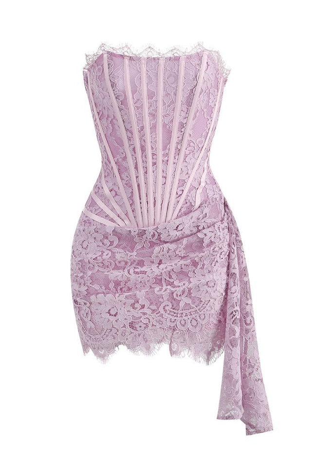 Women's Lace Corset Draped Mini Dress