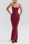 Women's Hallie Corset With Neck Scarf + Skirt Set Burgundy