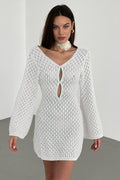 Women's Kayleigh Crochet Knit Mini Dress White