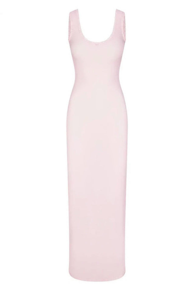 Women's Soft Lounge Lace Scoop Neck Dress Pink