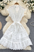 Women's Livia Embroidered Lace Tiered Mini Dress White