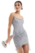 Women's Lace Corset Draped Mini Dress