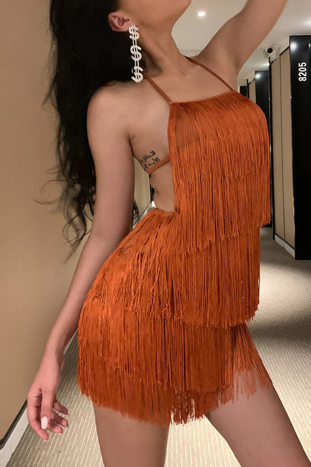 Women's Halter Fringe Romper