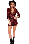 Women's Deep V Sequin Shining Romper