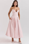 Women's Lady Black Strapless Midi Dress