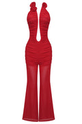 Women's Vissarion 3D Flower Pleat Jumpsuit Red