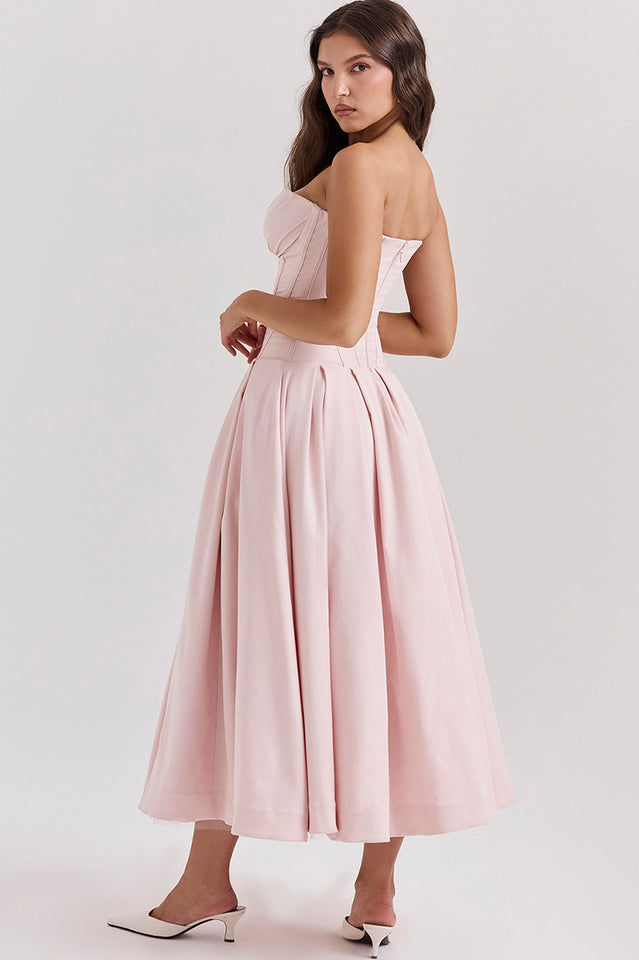Women's Lady Black Strapless Midi Dress