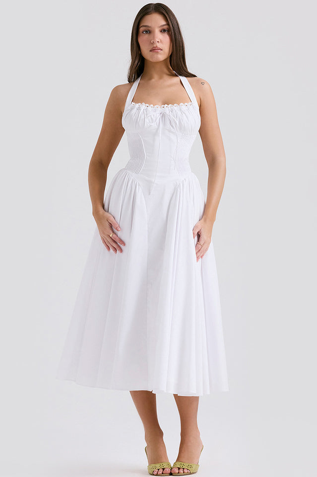 Women's Adabella Cotton Halter Midi Sundress 2#