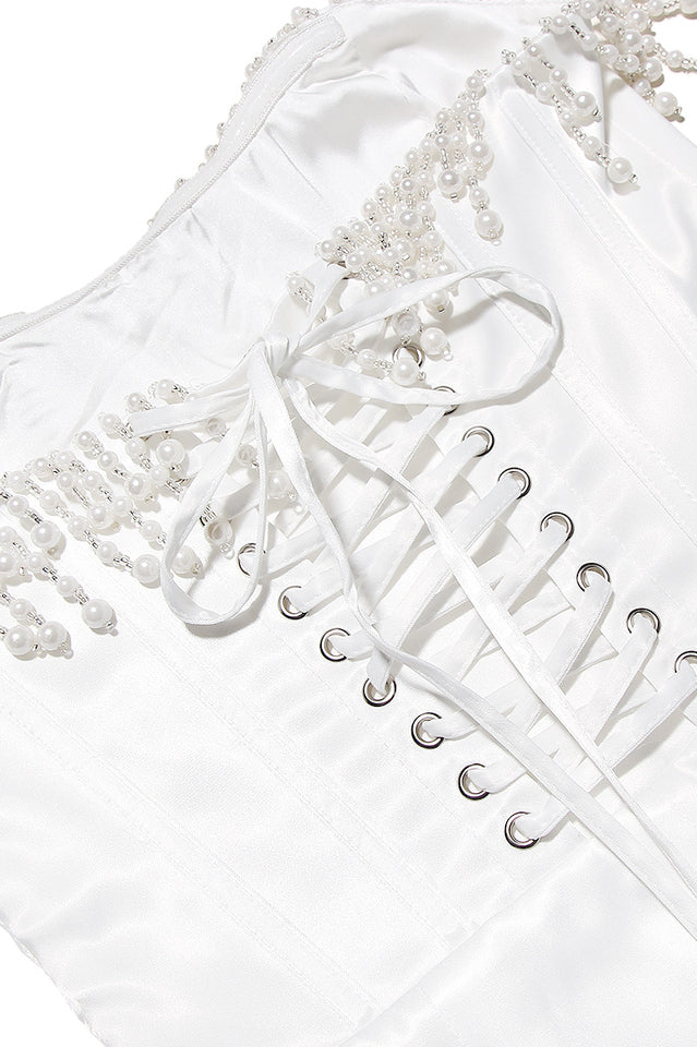 Women's Nalita Vintage Cream Beaded Strapless Dress