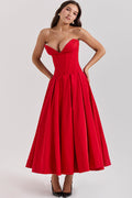 Women's Lady Black Strapless Midi Dress