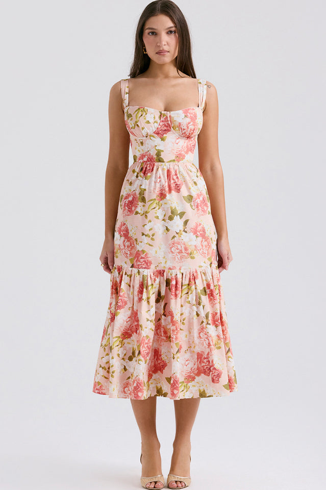 Women's Elia Floral Midi Sundress Pink Peony Print