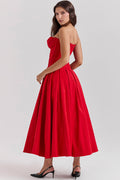 Women's Lady Black Strapless Midi Dress