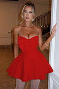 Women's Holly Strapless Skirt with Bow Detail Red
