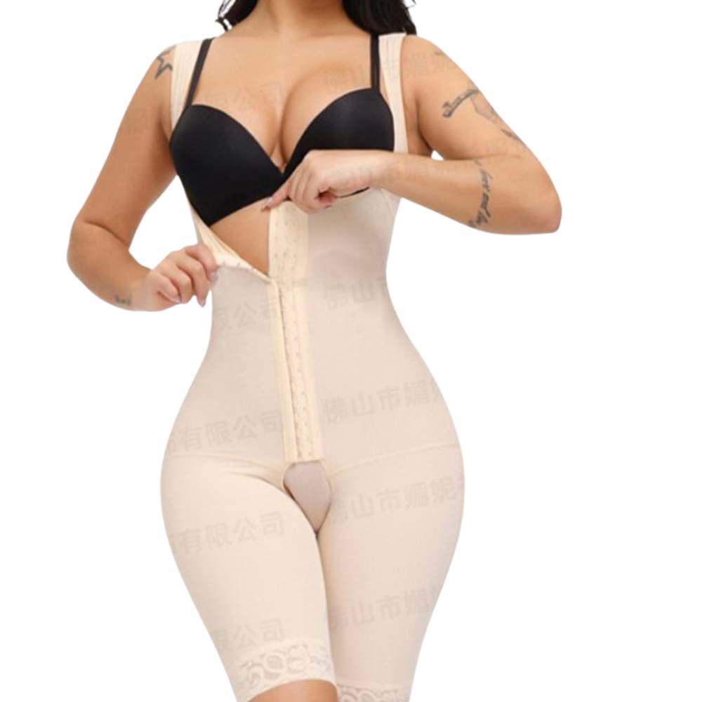 Women's High Waist Tummy Control Shapewear Bodysuit with Hook Closure Beige