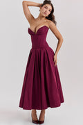 Women's Lady Black Strapless Midi Dress