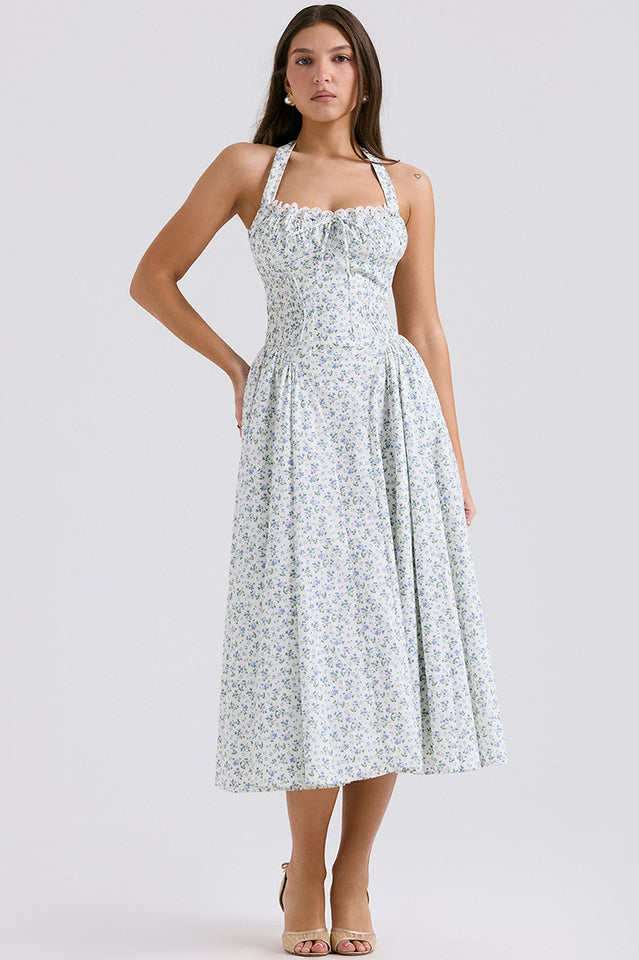 Women's Adabella Cotton Halter Midi Sundress 6#