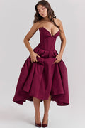 Women's Lady Black Strapless Midi Dress