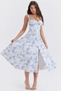 Women's Carmen Bustier Sundress Blue Print