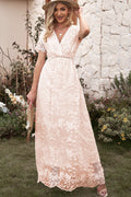 Women's Emma Boho Floral Lace Maxi Dress Pink