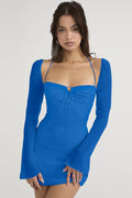 Women's Chiffon Halter Mini Dress Blue
